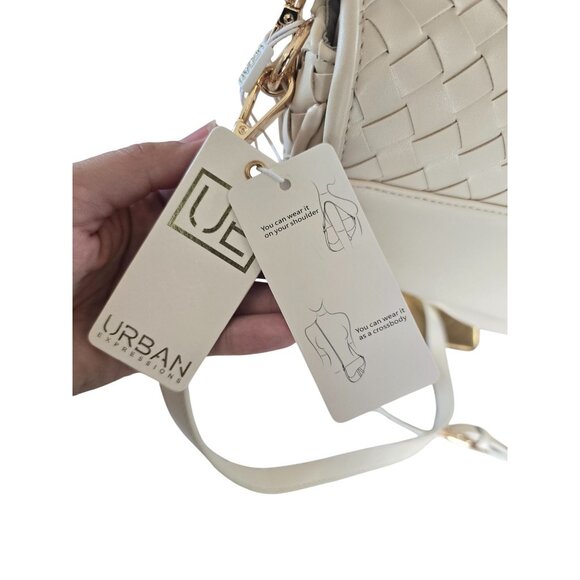 NWT Urban Expressions Scout Woven Crossbody Off White Woven Saddle Boho Purse - Picture 6 of 9